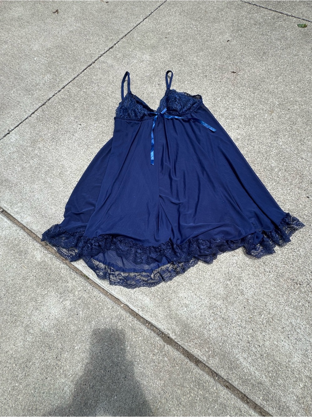 Navy Lace-Trim Chemise Nightdress - Women Intimates
